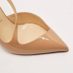 Pre Owned حذاء كعب عالي كريستيان لوبوتان جامبينغ جلد لامع بيج دورسي مقاس 40.5