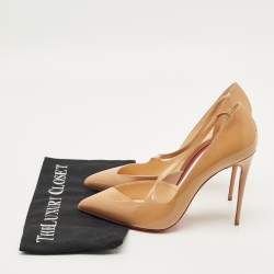 Pre Owned حذاء كعب عالي كريستيان لوبوتان جامبينغ جلد لامع بيج دورسي مقاس 40.5