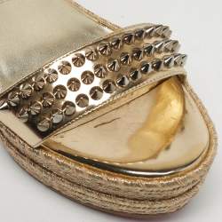 مملوكة مسبقًا صندل كريستيان لوبوتان مادمونيكا جلد ميتاليك ذهبي ورافيا إسبادريل مقاس 38