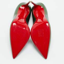 Pre Owned Christian Louboutin Kate 100 Size 38 Metallic Green Leather Pumps