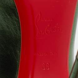 Pre Owned Christian Louboutin Kate 100 Size 38 Metallic Green Leather Pumps