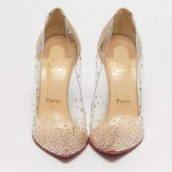 Pre Owned حذاء كريستيان لوبوتان ديغراستراس بي في سي وجلد بيج بمقدمة مدببة مقاس 38