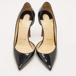 Pre Owned Christian Louboutin Iriza Size 35 Black Patent Leather D'orsay Pumps