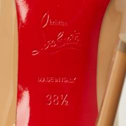 مملوكة مسبقًا حذاء كعب عالي كريستيان لوبوتان مقدمة مدببة جلد لامع أزرق بحري مقاس 37