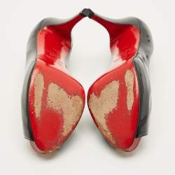 مملوكة مسبقًا حذاء كعب عالي كريستيان لوبوتان فيري بريف جلد بايثون أسود مقدمة مفتوحة مقاس 38.5