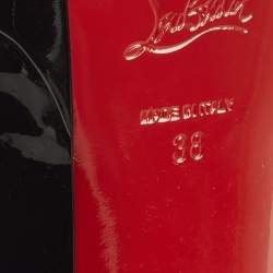 مملوكة مسبقًا Christian Louboutin Lady Peep Size 38 Black Patent Leather Platform Pumps