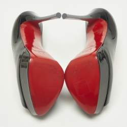 مملوكة مسبقًا Christian Louboutin Lady Peep Size 38 Black Patent Leather Platform Pumps