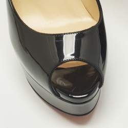 مملوكة مسبقًا Christian Louboutin Lady Peep Size 38 Black Patent Leather Platform Pumps