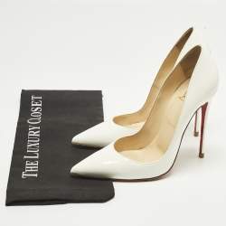 Pre Owned Christian Louboutin So Kate Size 39.5 White Patent Leather Pumps