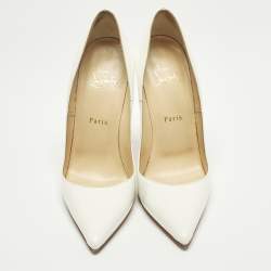 Pre Owned Christian Louboutin So Kate Size 39.5 White Patent Leather Pumps