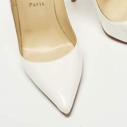 Pre Owned Christian Louboutin So Kate Size 39.5 White Patent Leather Pumps