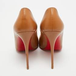 Pre Owned حذاء كعب عالى كريستيان لوبوتان سو كيت جلد بنى مقاس 36.5 