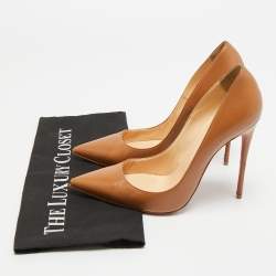 Pre Owned حذاء كعب عالى كريستيان لوبوتان سو كيت جلد بنى مقاس 36.5 