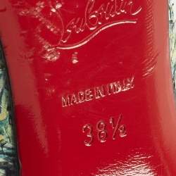 Pre Owned Christian Louboutin Inferno So Kate Size 38.5 Green/Yellow Snakeskin Pumps