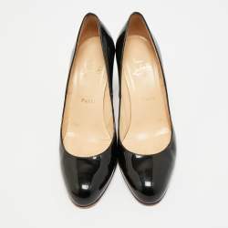 مملوكة مسبقًا حذاء كعب عالي كريستيان لوبوتان رون رون جلد أسود لامع مقاس 38.5