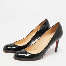 مملوكة مسبقًا حذاء كعب عالي كريستيان لوبوتان رون رون جلد أسود لامع مقاس 38.5