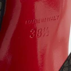 Pre Owned Christian Louboutin Bibi Size 38.5 Olive Green Ostrich Leg Leather Platform Pumps