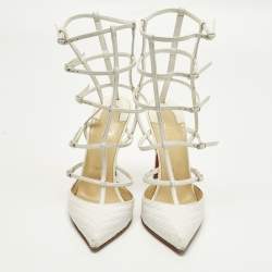 Pre Owned صندل كريستيان لوبوتان سيور كادريانا جلد أبيض مقاس 37