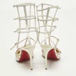 Pre Owned صندل كريستيان لوبوتان سيور كادريانا جلد أبيض مقاس 37