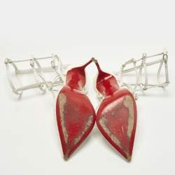 Pre Owned صندل كريستيان لوبوتان سيور كادريانا جلد أبيض مقاس 37