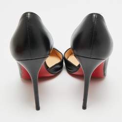 مملوكة مسبقًا Christian Louboutin Iriza Size 37.5 Black Leather D'orsay Pumps