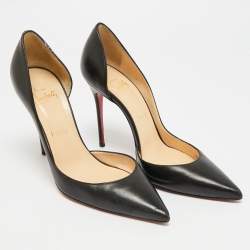 مملوكة مسبقًا Christian Louboutin Iriza Size 37.5 Black Leather D'orsay Pumps