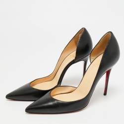مملوكة مسبقًا Christian Louboutin Iriza Size 37.5 Black Leather D'orsay Pumps
