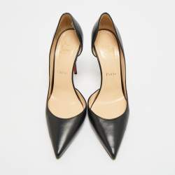 مملوكة مسبقًا Christian Louboutin Iriza Size 37.5 Black Leather D'orsay Pumps