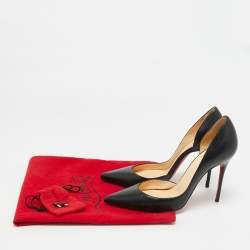 مملوكة مسبقًا Christian Louboutin Iriza Size 37.5 Black Leather D'orsay Pumps