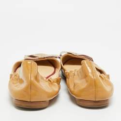 Pre Owned حذاء باليرينا فلات كريستيان لوبوتان "بيجال فوليز" جلد لامع أصفر نيون مقاس 37