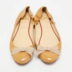 Pre Owned حذاء باليرينا فلات كريستيان لوبوتان "بيجال فوليز" جلد لامع أصفر نيون مقاس 37