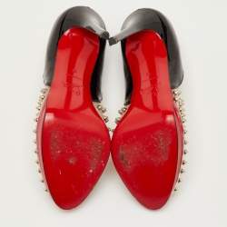 مملوكة مسبقًا Christian Louboutin Engin Size 41 Black Patent Leather and PVC Spikes Peep Toe Pumps