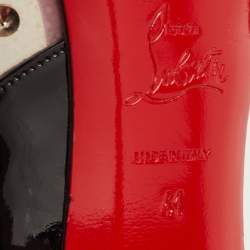 مملوكة مسبقًا Christian Louboutin Engin Size 41 Black Patent Leather and PVC Spikes Peep Toe Pumps
