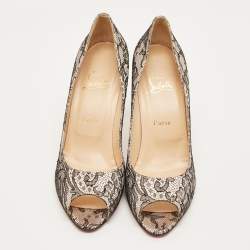 Pre Owned حذاء كعب عالي كريستيان لوبوتان فيري برايف جلد أسود مقاس 40.5