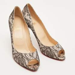 Pre Owned حذاء كعب عالي كريستيان لوبوتان فيري برايف جلد أسود مقاس 40.5