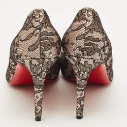 Pre Owned حذاء كعب عالي كريستيان لوبوتان فيري برايف جلد أسود مقاس 40.5