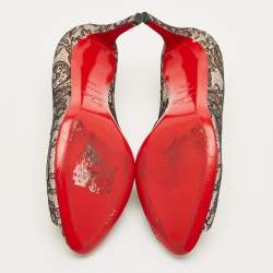 Pre Owned حذاء كعب عالي كريستيان لوبوتان فيري برايف جلد أسود مقاس 40.5