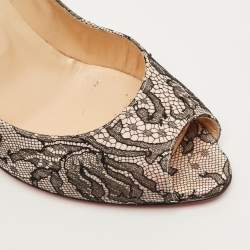 Pre Owned حذاء كعب عالي كريستيان لوبوتان فيري برايف جلد أسود مقاس 40.5