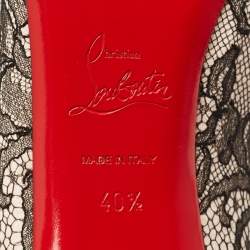 Pre Owned حذاء كعب عالي كريستيان لوبوتان فيري برايف جلد أسود مقاس 40.5