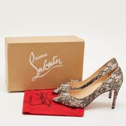 Pre Owned حذاء كعب عالي كريستيان لوبوتان فيري برايف جلد أسود مقاس 40.5