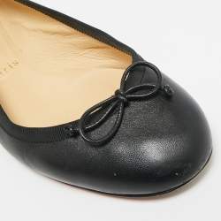 Pre Owned Christian Louboutin La massine Size 36.5 Black Leather Ballet Flats