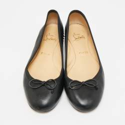 Pre Owned Christian Louboutin La massine Size 36.5 Black Leather Ballet Flats