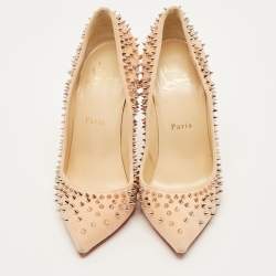 Pre Owned حذاء كعب عالي كريستيان لوبوتان إسكاربك جلد مدبوغ بيج مقاس 37