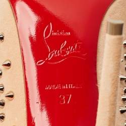 Pre Owned حذاء كعب عالي كريستيان لوبوتان إسكاربك جلد مدبوغ بيج مقاس 37