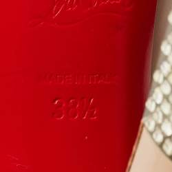 Pre Owned الحذاء ذو الكعب العالي كريستيان لوبوتان جلد لامع بيج مع نعل سميك مقاس 38.5