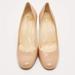 Pre Owned Christian Louboutin Fifi Size 40 Beige Patent Leather Pumps