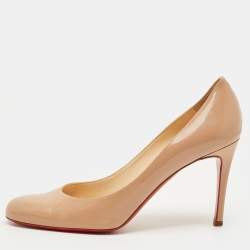 Pre Owned Christian Louboutin Fifi Size 40 Beige Patent Leather Pumps