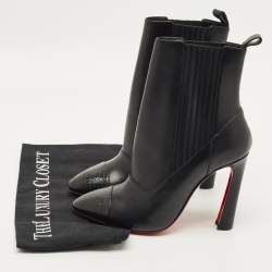 Pre Owned حذاء بوت كاحل كريستيان لوبوتان مي ان ذا 90s جلد أسود مقاس 37