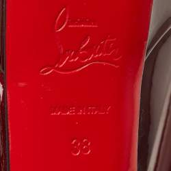 Pre Owned حذاء كعب عالي كريستيان لوبوتان بيانكا جلد برغندي لامع نعل سميك مقاس 38