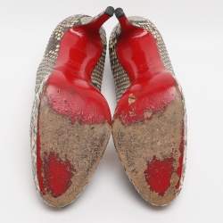 Pre Owned حذاء كعب عالي كريستيان لوبوتان "سيمبل" بايثون بني/بيج مقاس 38.5